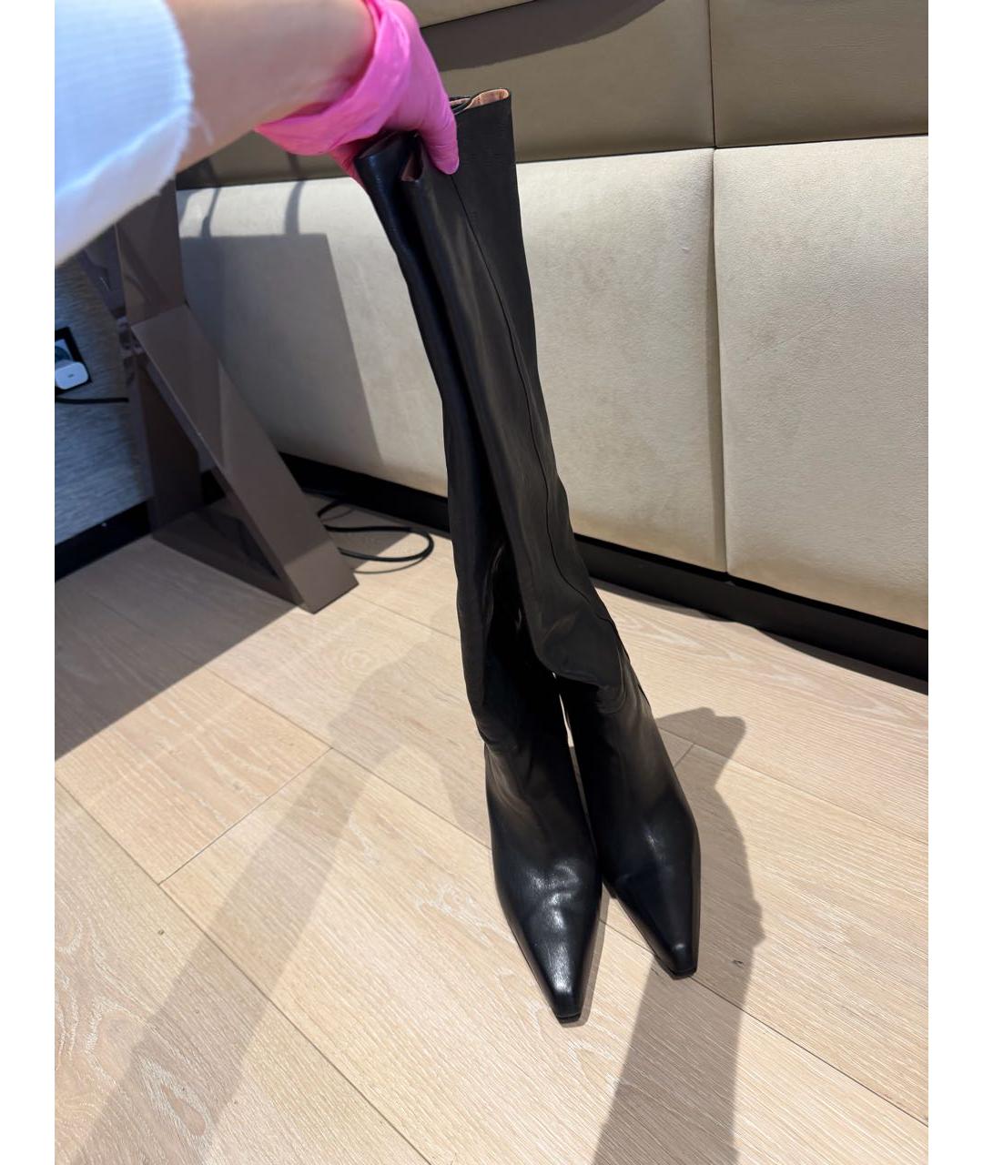 PARIS TEXAS Черные кожаные сапоги, фото 4