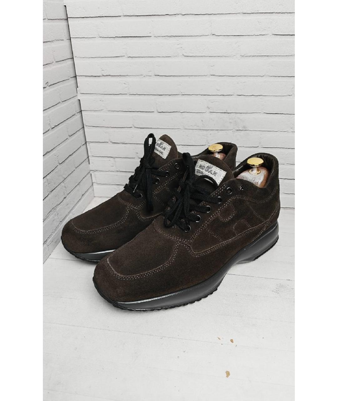 HOGAN Коричневые замшевые низкие кроссовки / кеды, фото 2