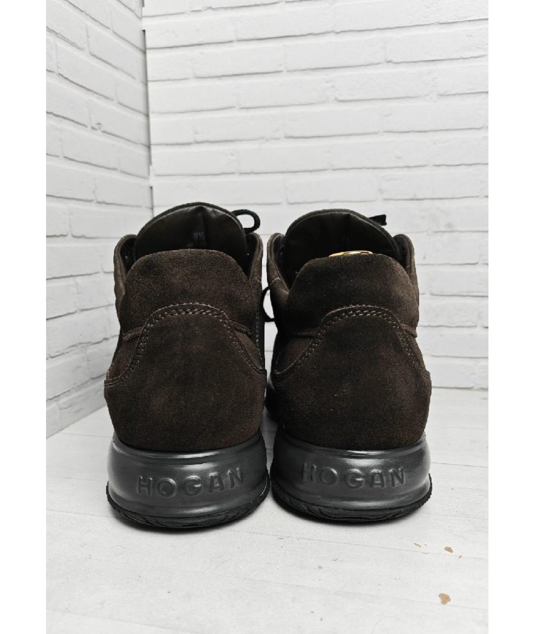 HOGAN Коричневые замшевые низкие кроссовки / кеды, фото 4