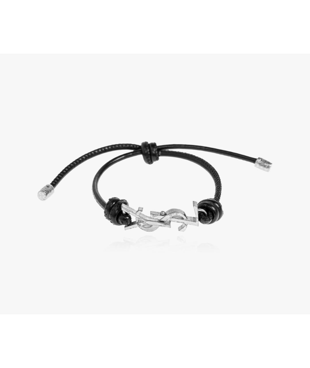 SAINT LAURENT Черный кожаный браслет, фото 2