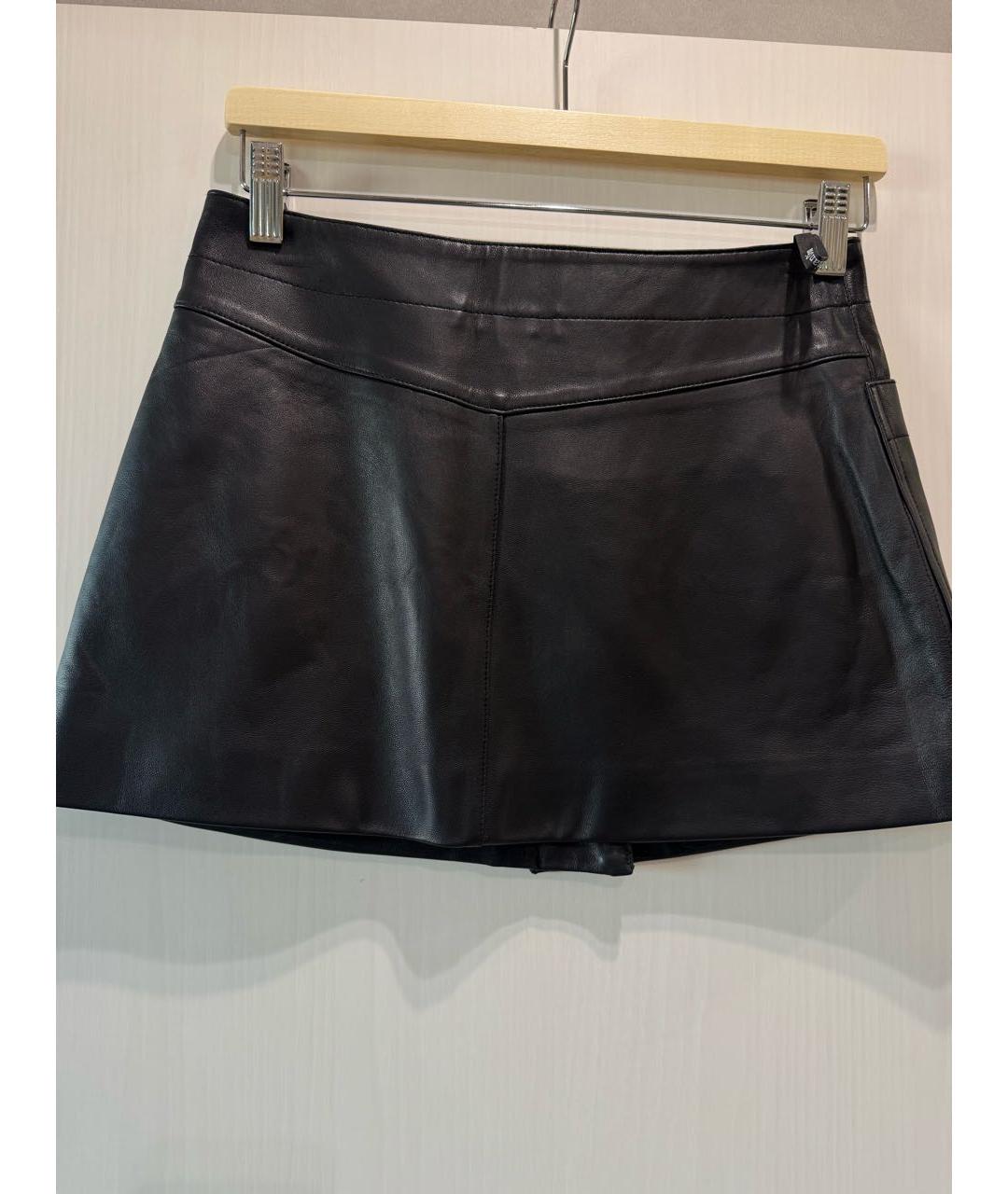 CHRISTIAN DIOR Черная кожаная юбка мини, фото 2