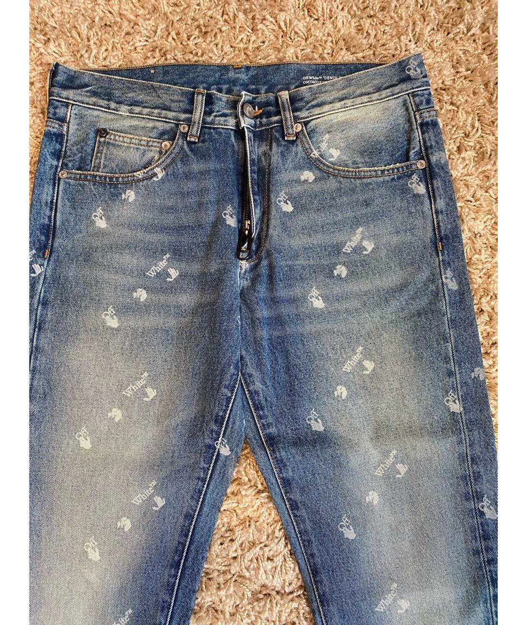 OFF-WHITE Синие хлопковые прямые джинсы, фото 4