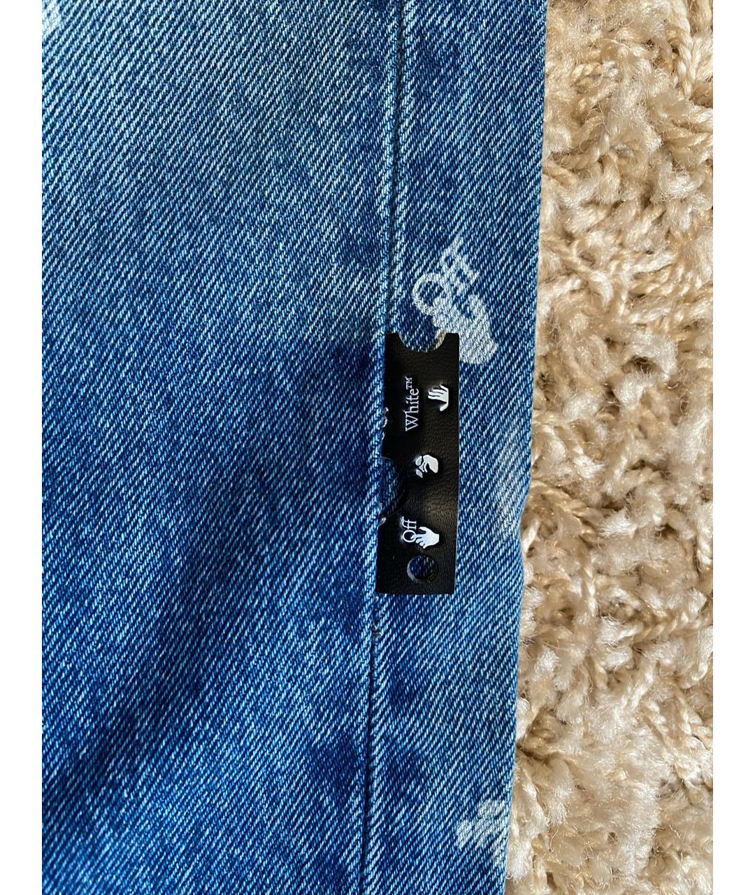 OFF-WHITE Синие хлопковые прямые джинсы, фото 6
