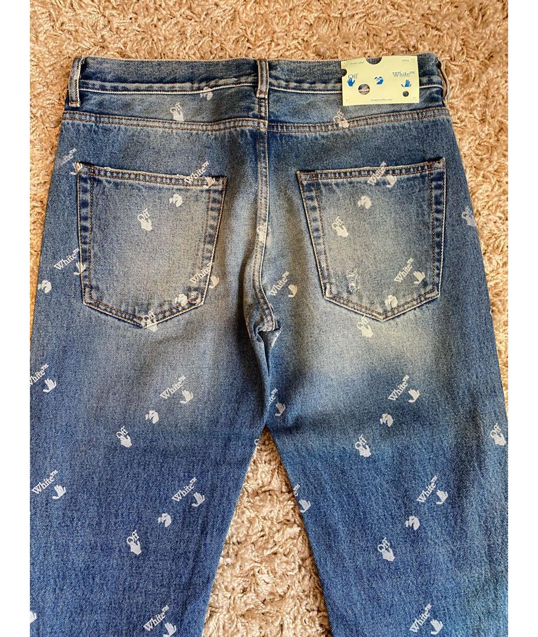 OFF-WHITE Синие хлопковые прямые джинсы, фото 3