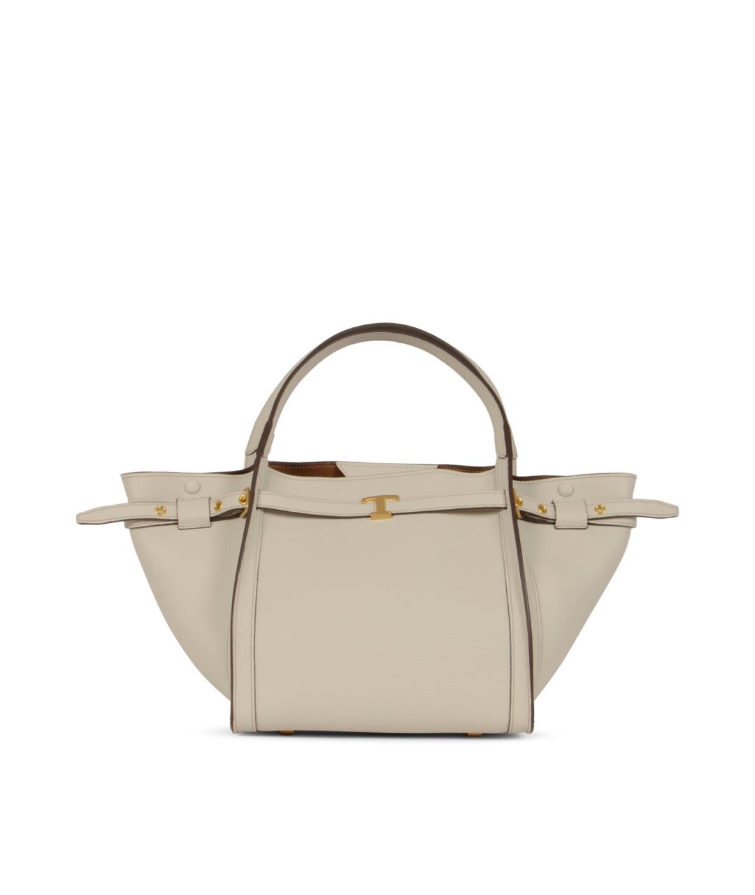 TOD'S Бежевая кожаная сумка тоут, фото 1