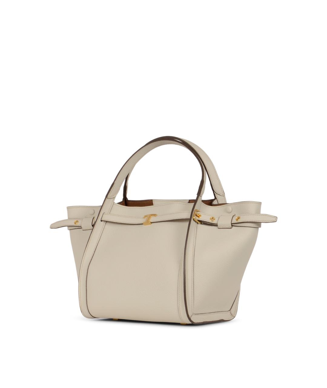 TOD'S Бежевая кожаная сумка тоут, фото 2