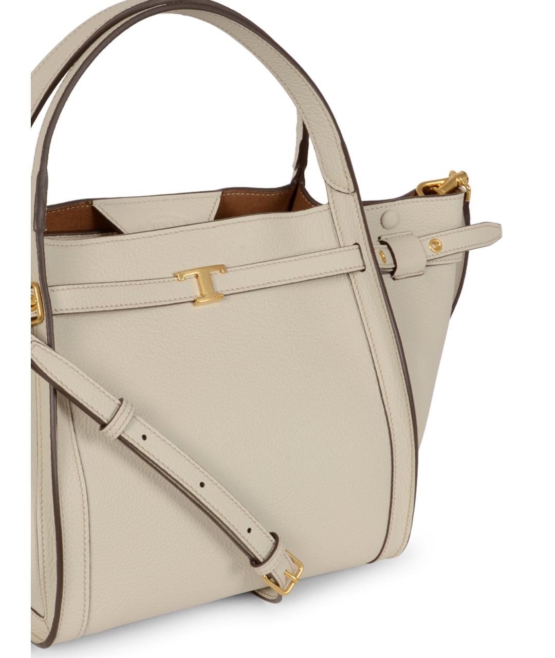 TOD'S Бежевая кожаная сумка тоут, фото 4