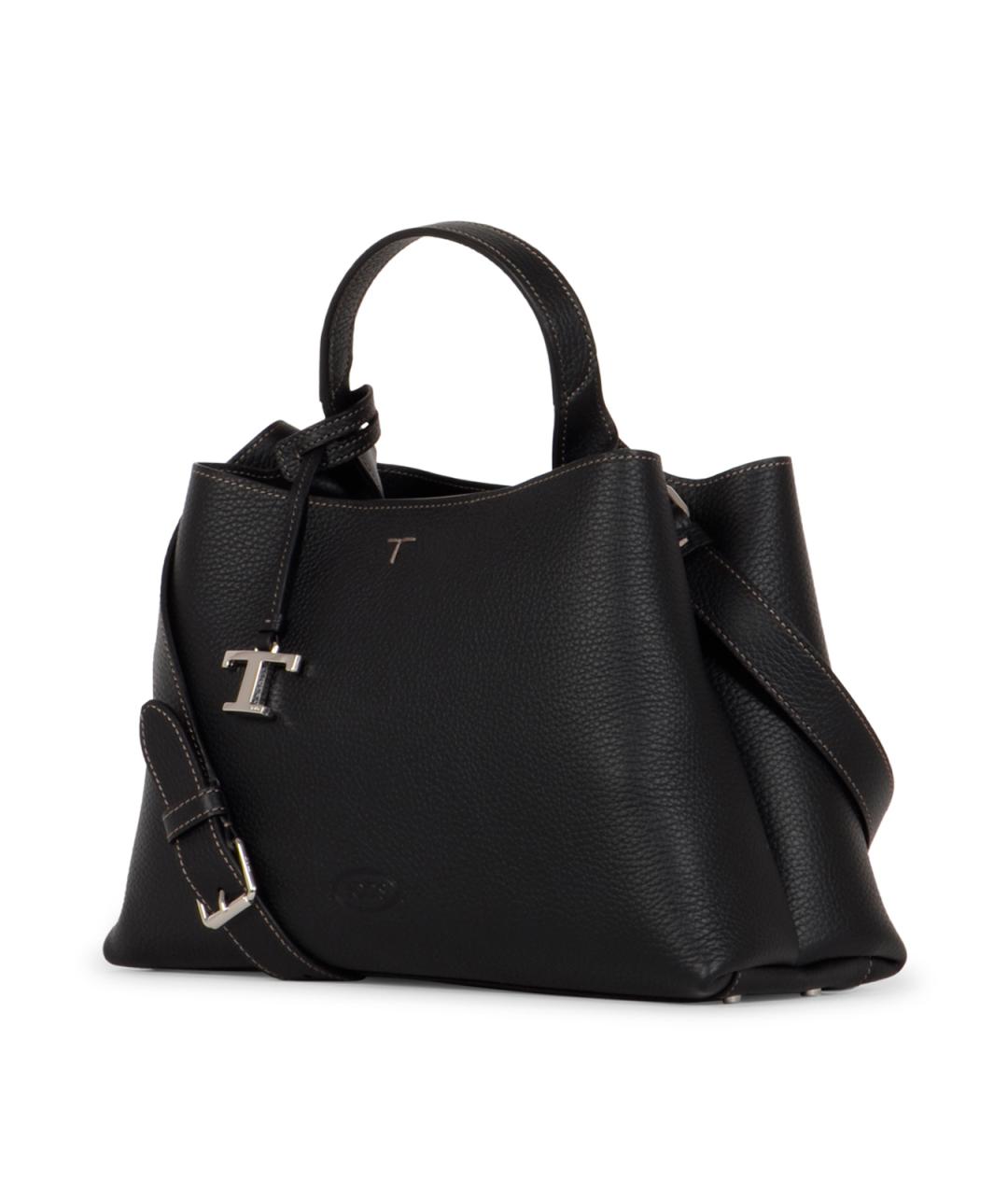 TOD'S Черная кожаная сумка тоут, фото 1