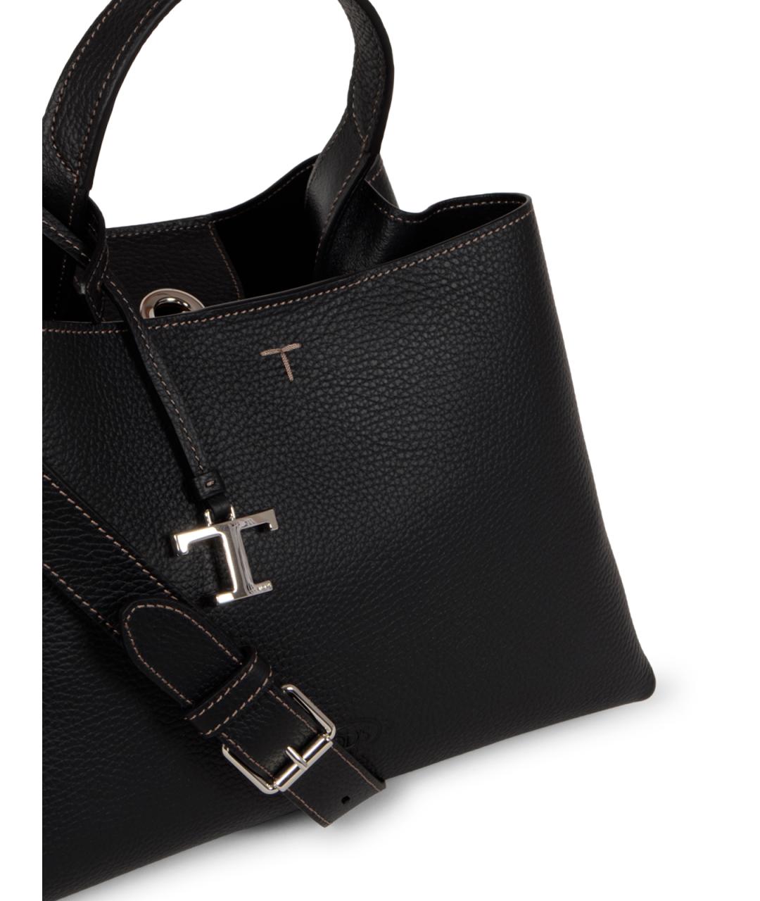 TOD'S Черная кожаная сумка тоут, фото 3