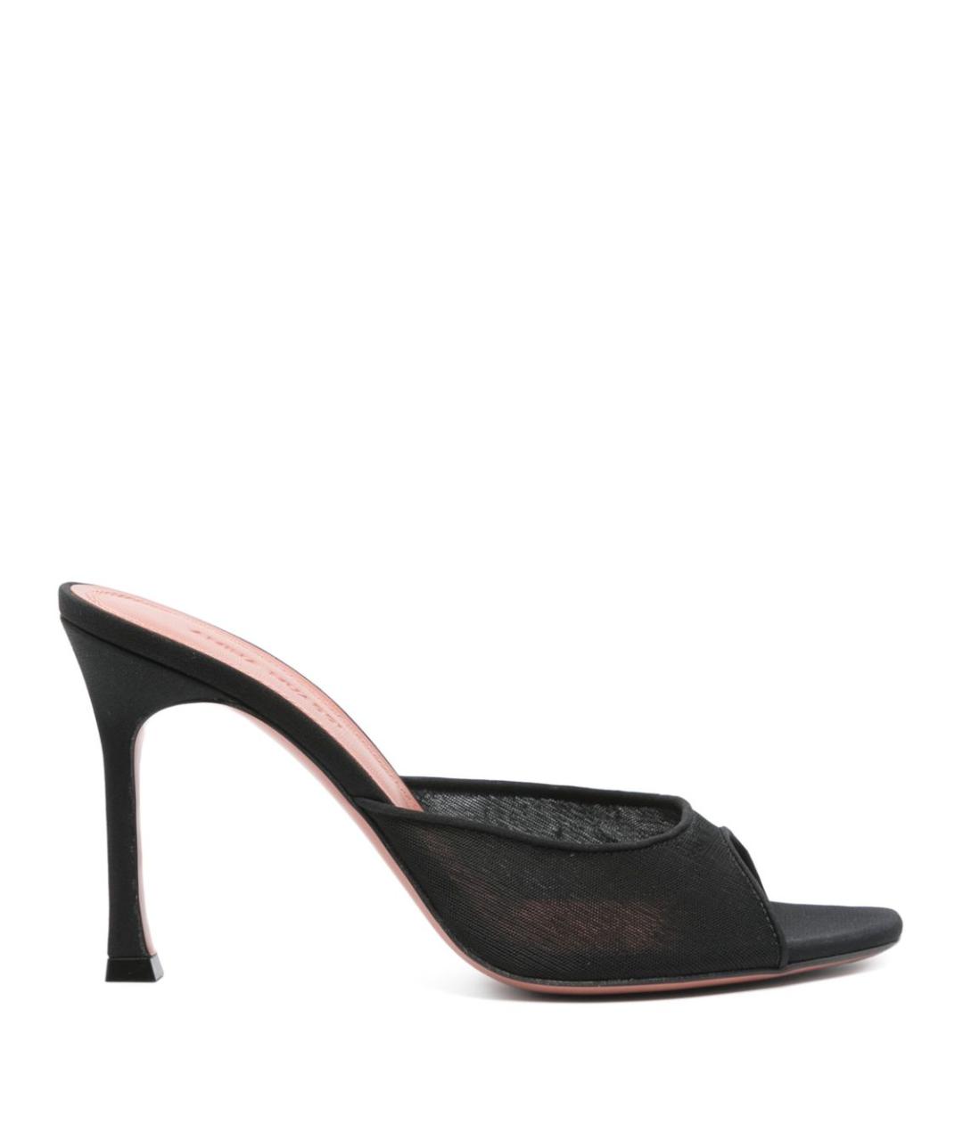 Amina Muaddi Черные текстильные мюли, фото 1