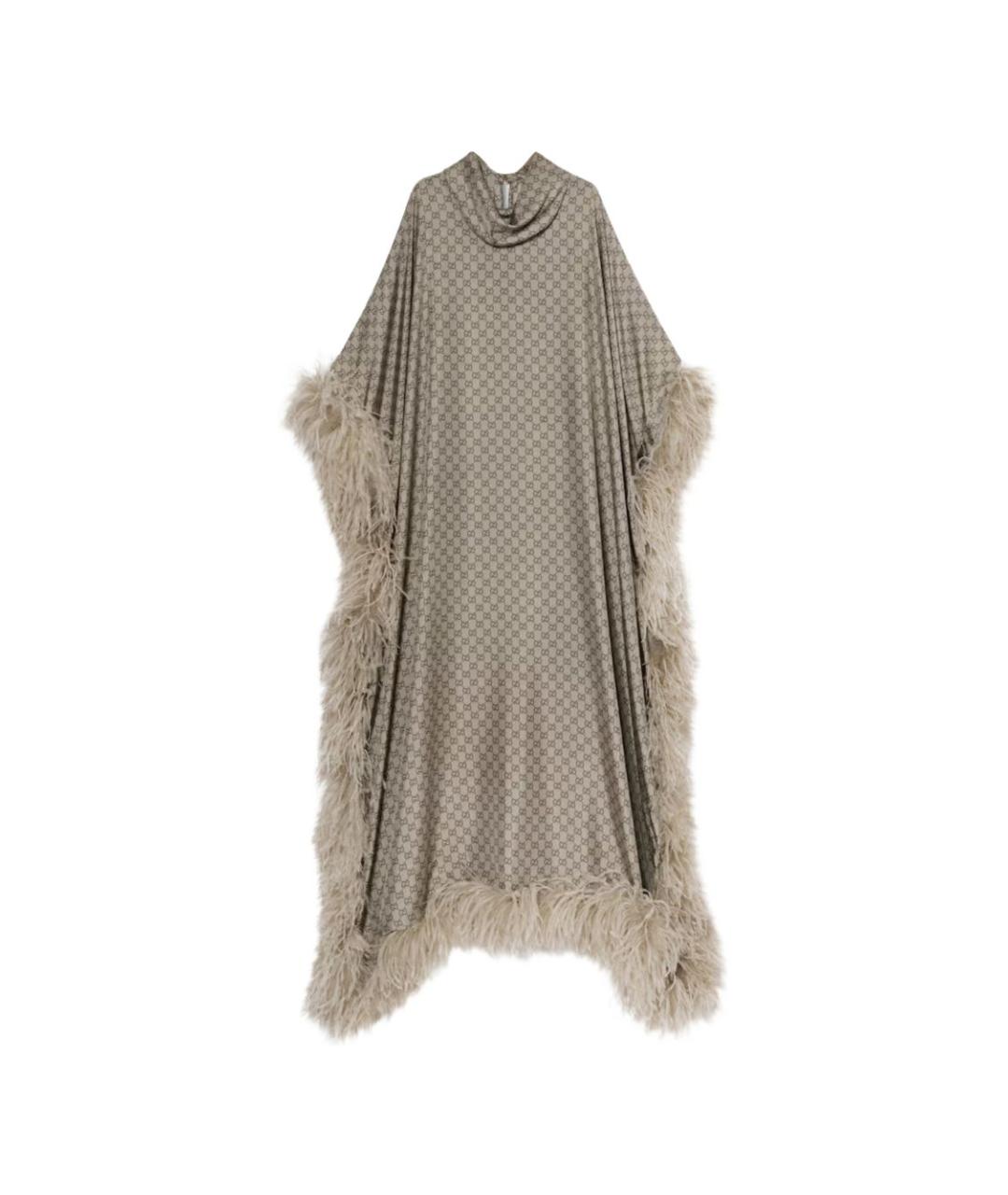 GUCCI Бежевое шелковое вечернее платье, фото 1