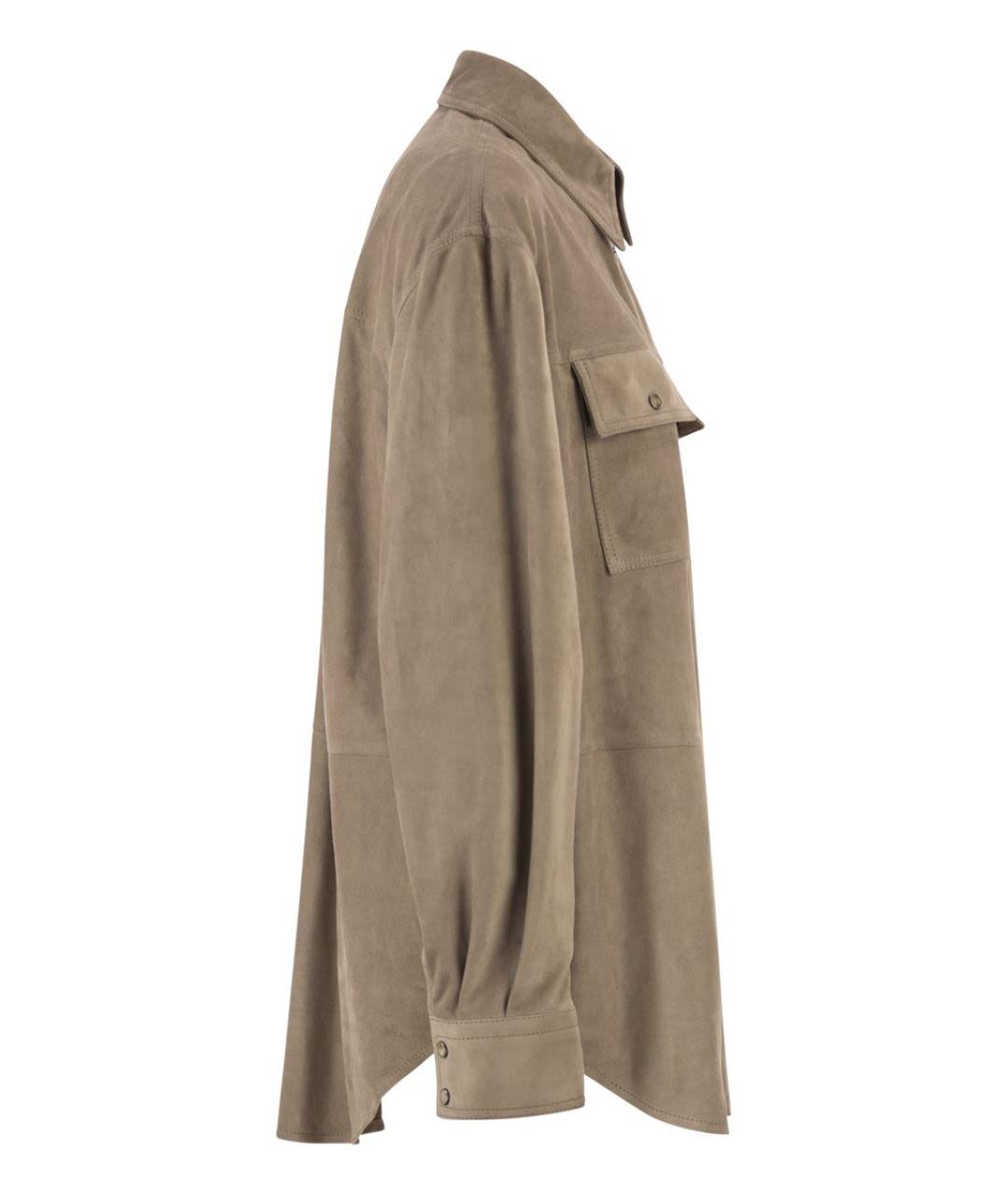 BRUNELLO CUCINELLI Бежевая замшевая рубашка, фото 3