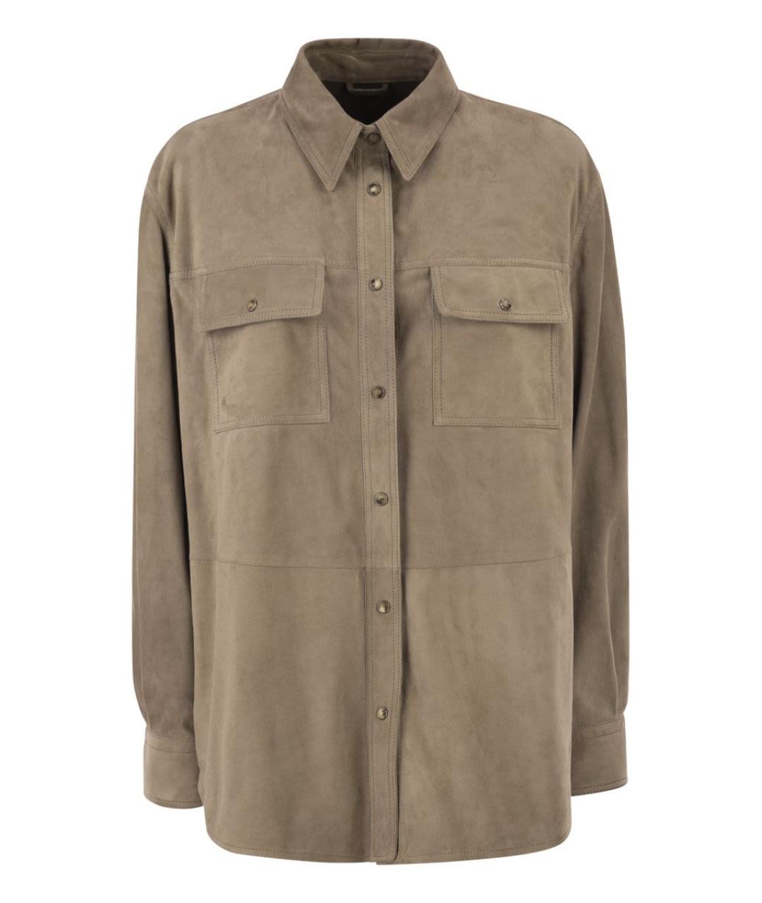 BRUNELLO CUCINELLI Бежевая замшевая рубашка, фото 1