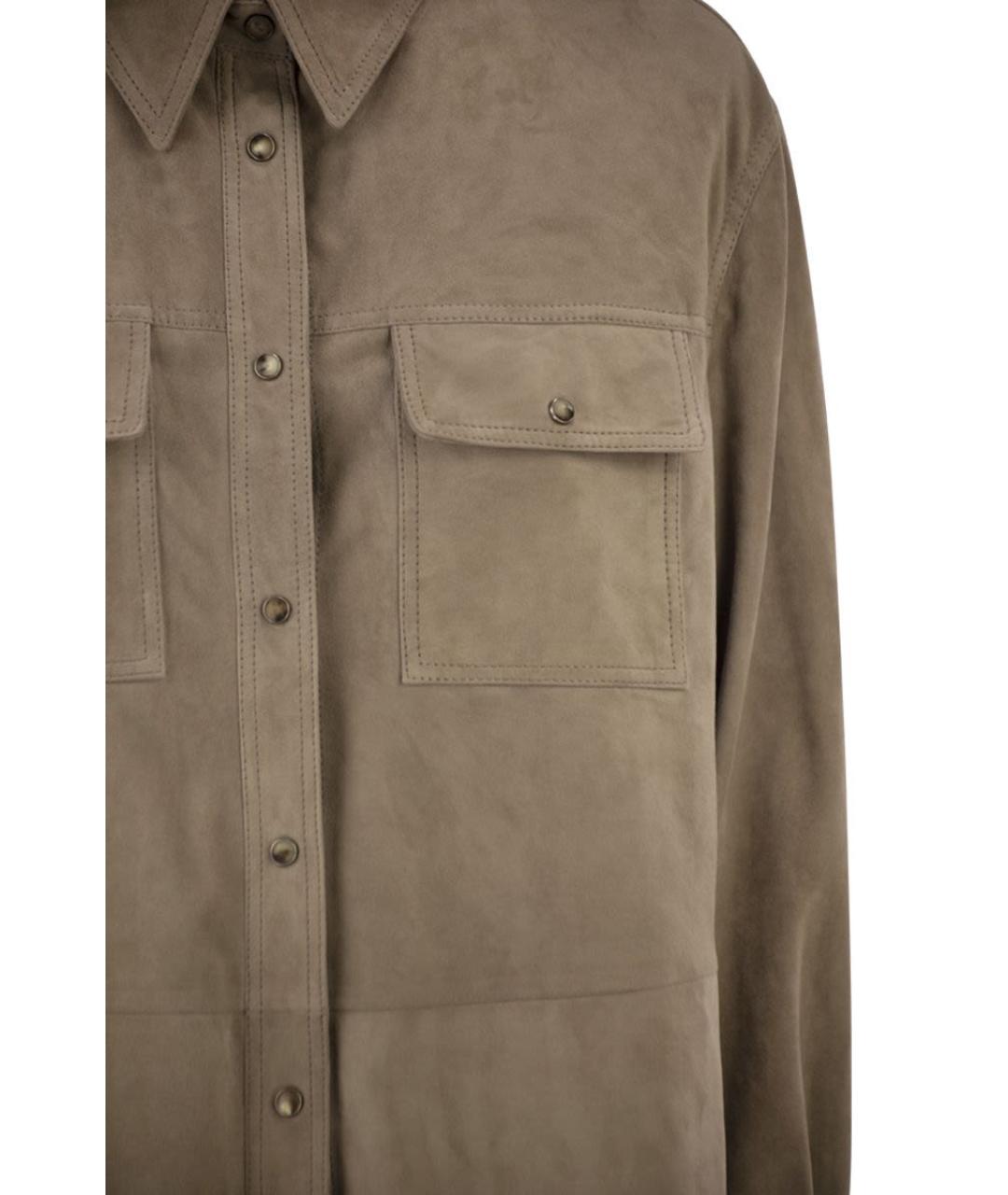 BRUNELLO CUCINELLI Бежевая замшевая рубашка, фото 4