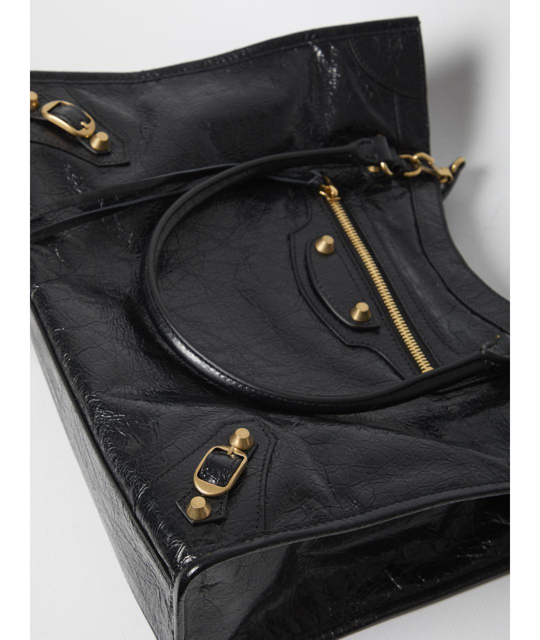 BALENCIAGA Черная кожаная сумка тоут, фото 4