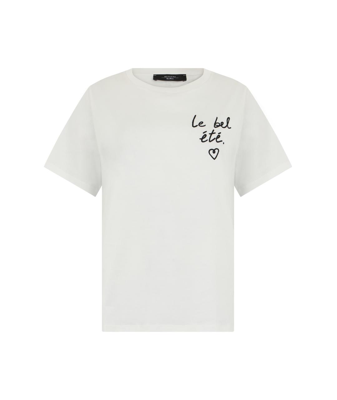 WEEKEND MAX MARA Белая хлопковая футболка, фото 1