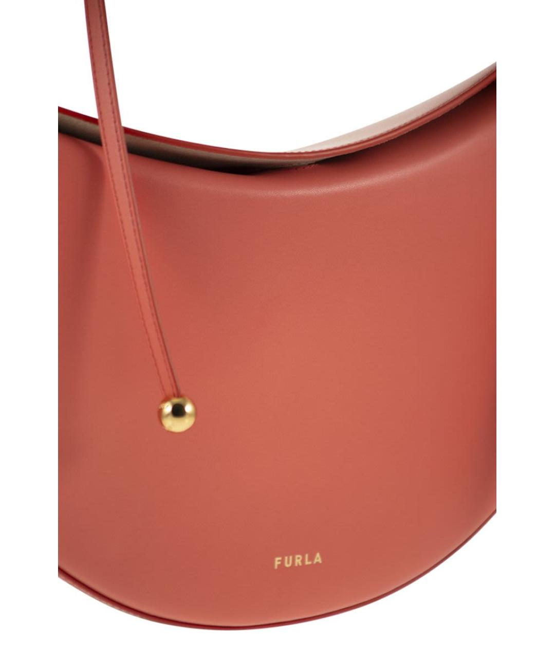 FURLA Оранжевая кожаная сумка с короткими ручками, фото 5
