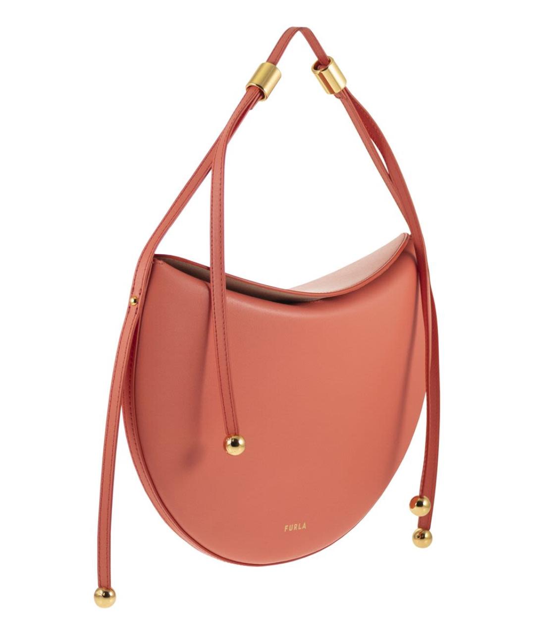 FURLA Оранжевая кожаная сумка с короткими ручками, фото 4