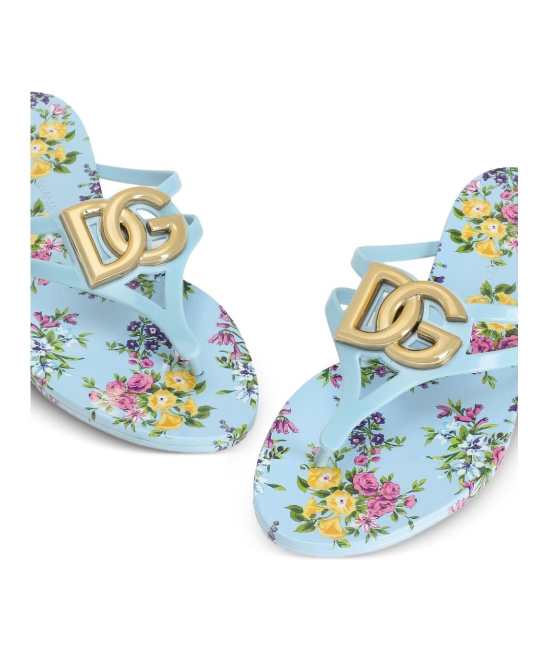 DOLCE&GABBANA Голубые резиновые шлепанцы, фото 4