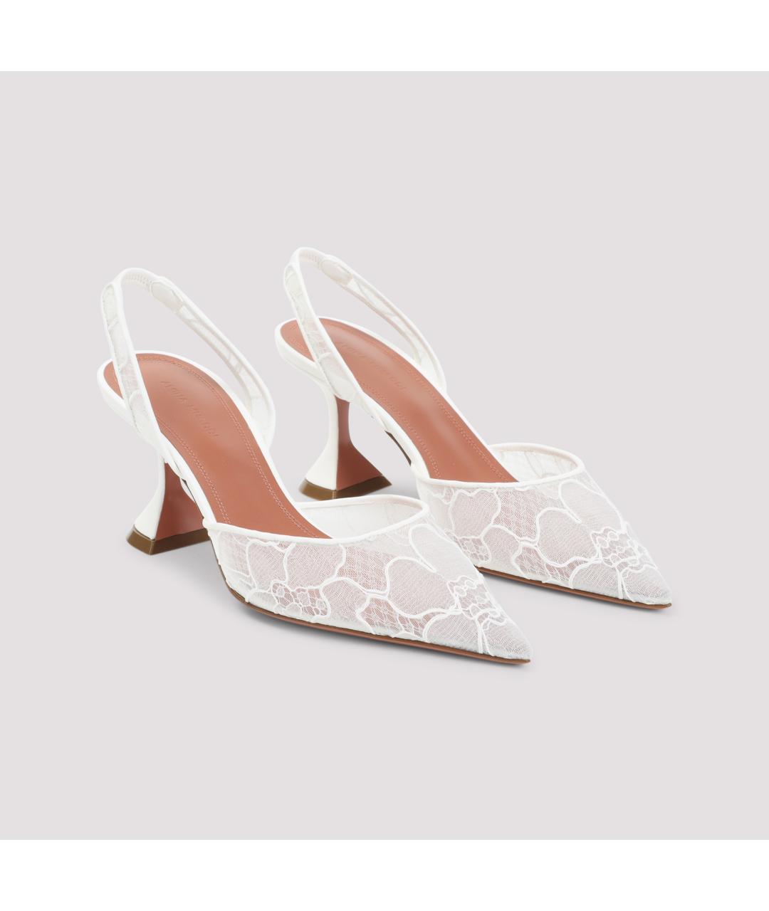 Amina Muaddi Белые кожаные туфли, фото 3