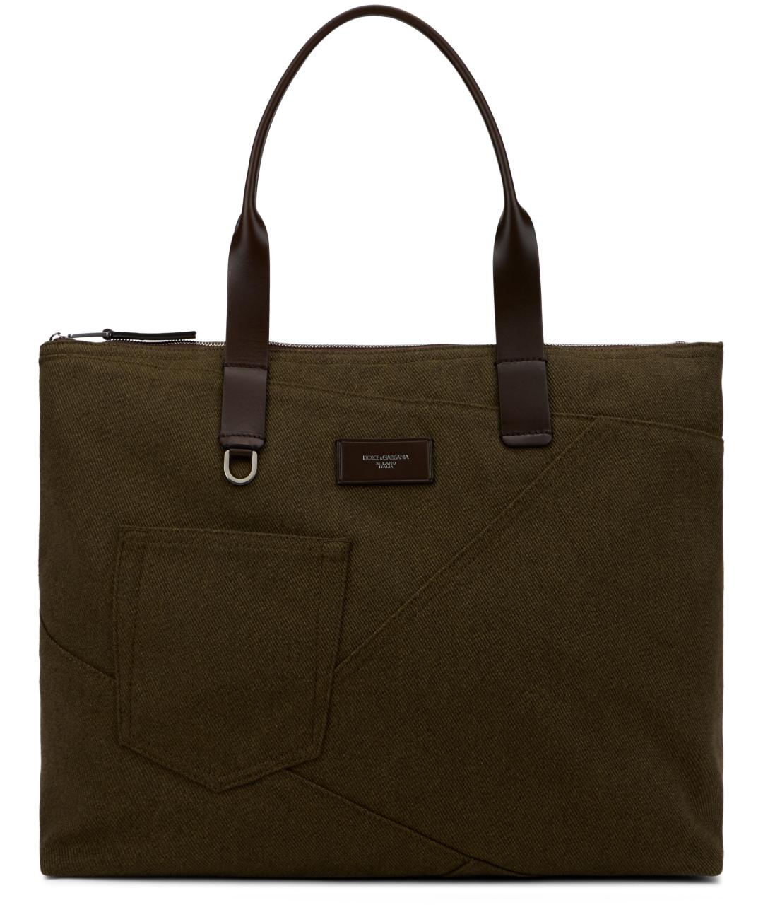 DOLCE&GABBANA Зеленая хлопковая сумка тоут, фото 2