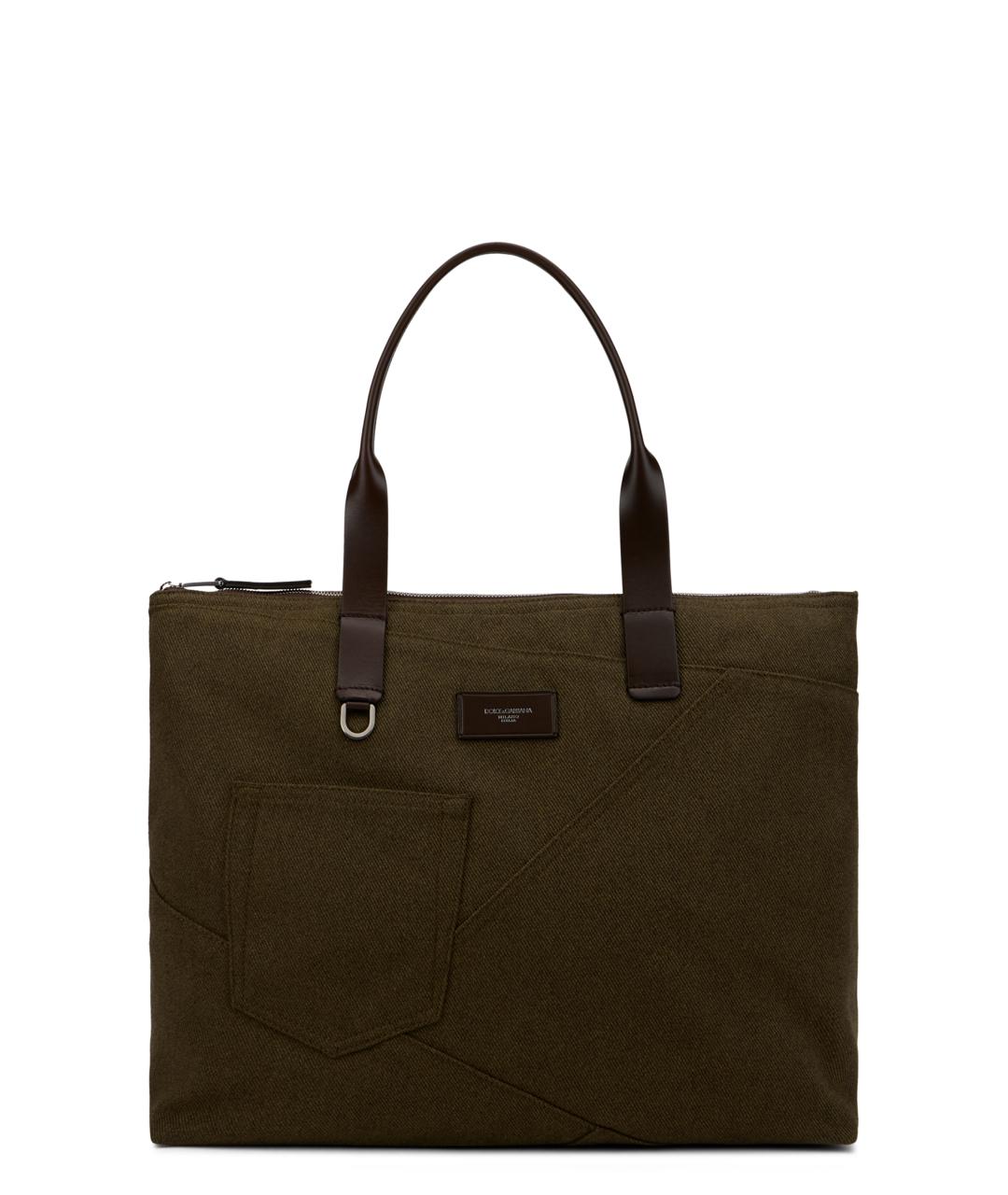 DOLCE&GABBANA Зеленая хлопковая сумка тоут, фото 1