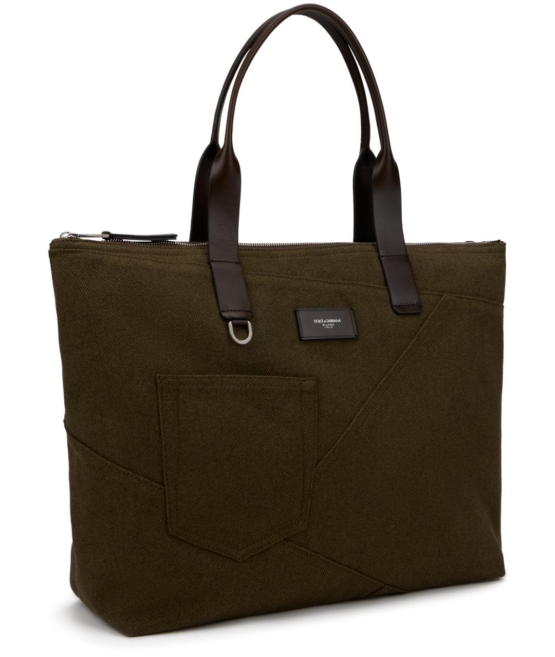 DOLCE&GABBANA Зеленая хлопковая сумка тоут, фото 3