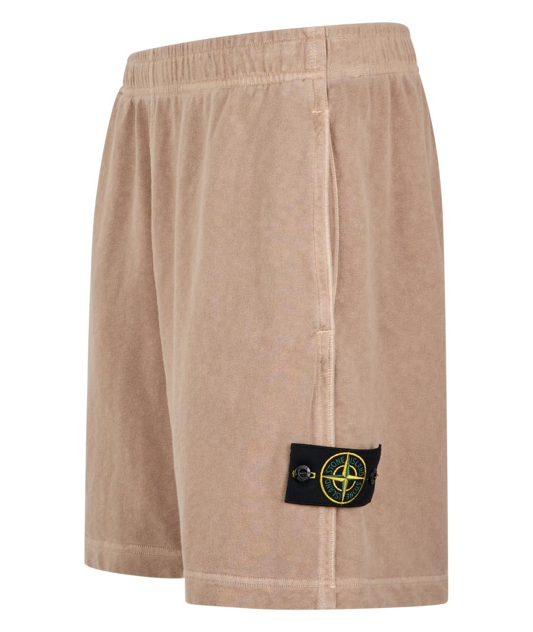 STONE ISLAND Бежевые хлопковые шорты, фото 3