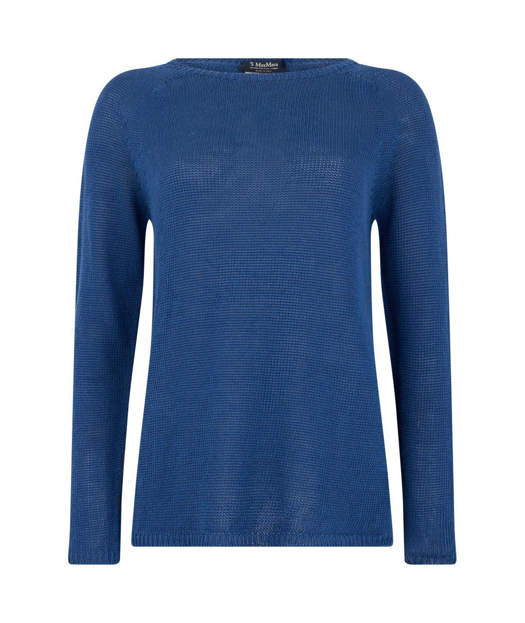 'S MAX MARA Синий льняной джемпер / свитер, фото 3
