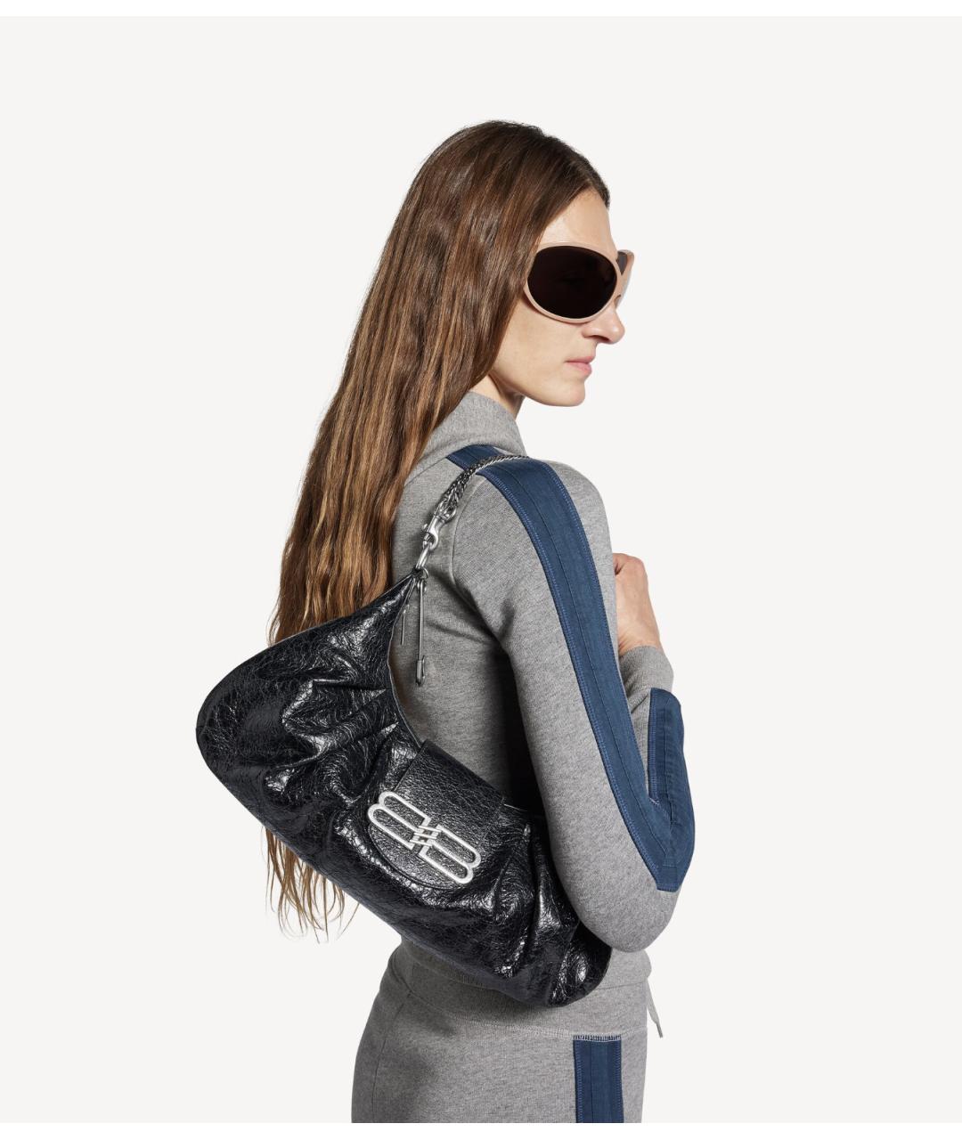 BALENCIAGA Черная сумка через плечо из лакированной кожи, фото 6