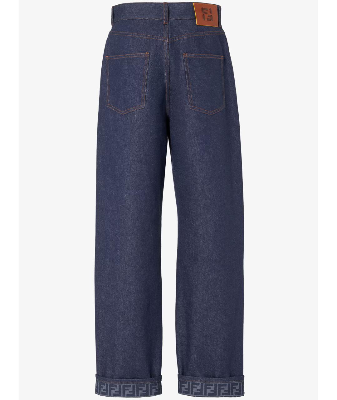 FENDI Синие хлопковые прямые джинсы, фото 2