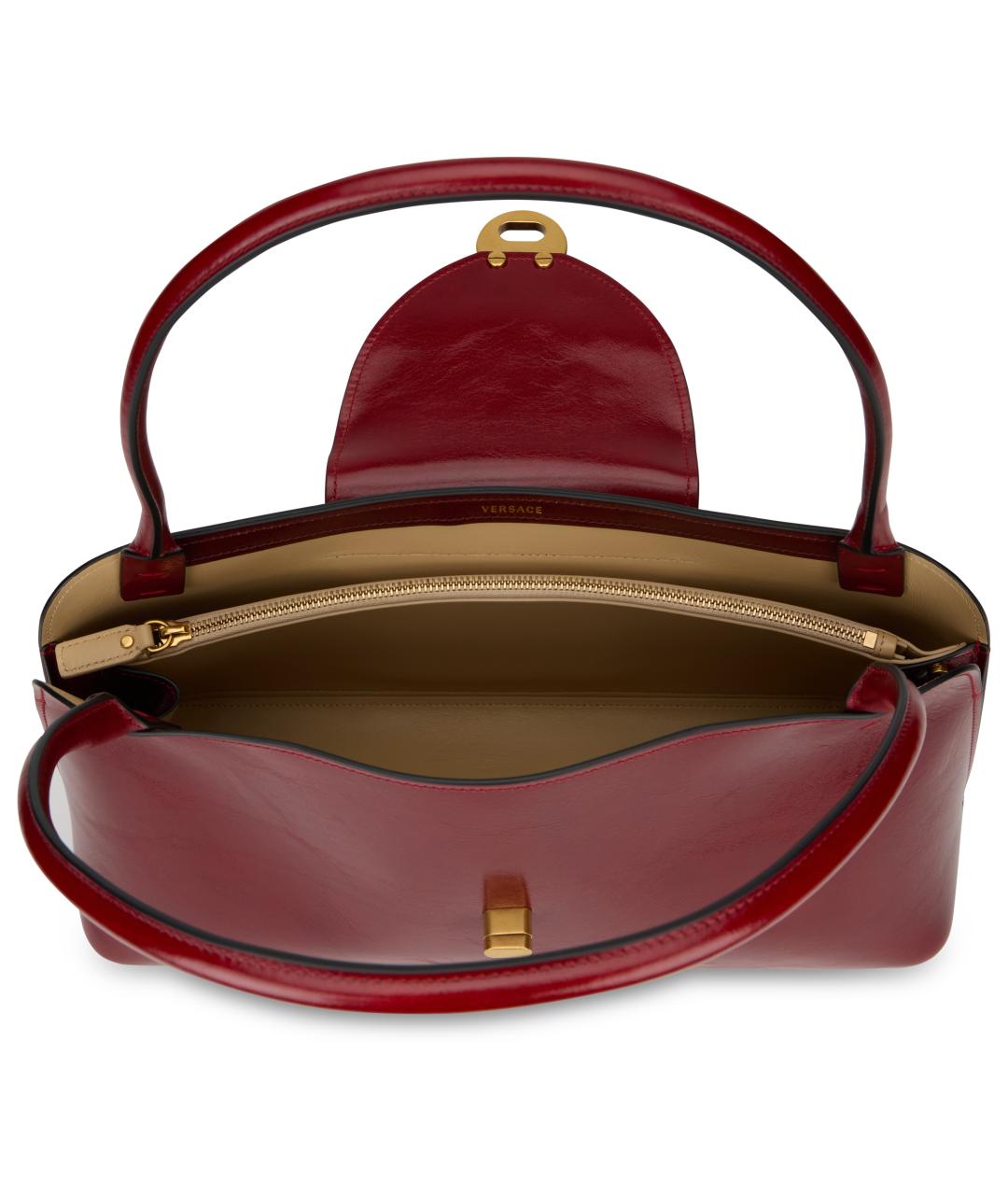 VERSACE Бордовая кожаная сумка через плечо, фото 5