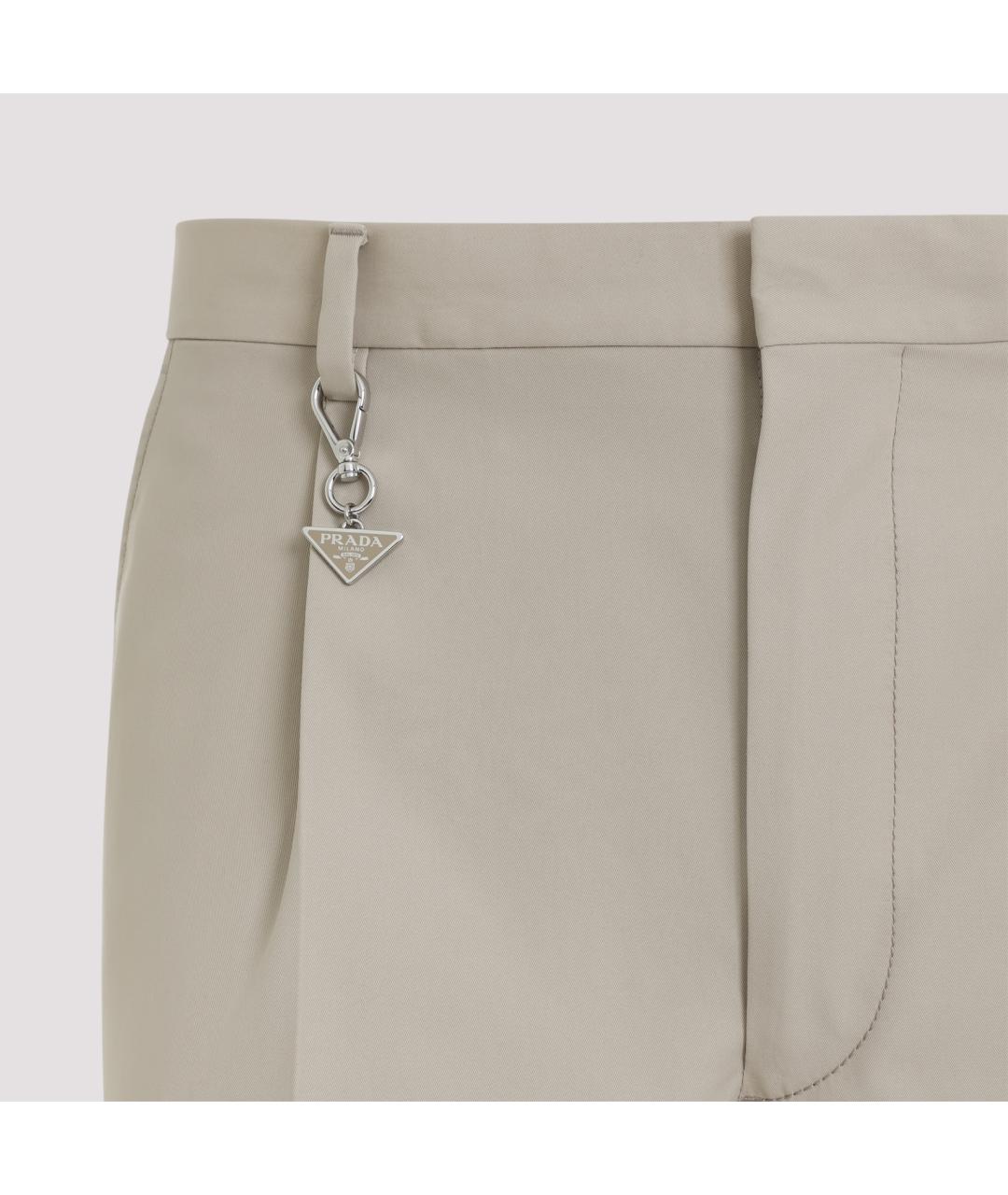 PRADA Бежевые хлопковые повседневные брюки, фото 4