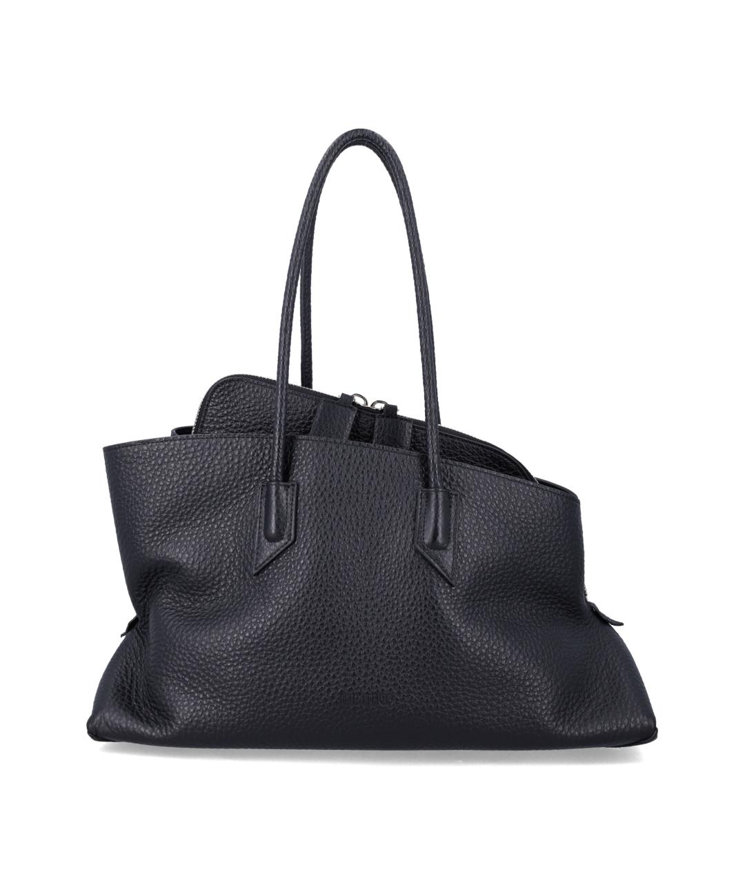 THE ATTICO Черная кожаная сумка тоут, фото 1