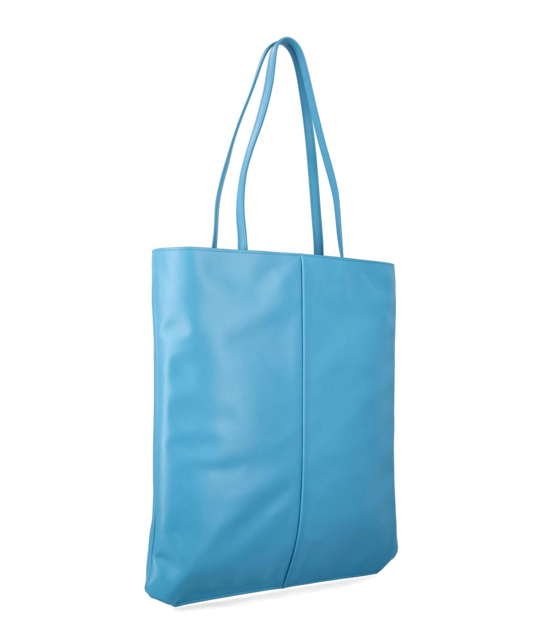 JIL SANDER Голубая кожаная сумка тоут, фото 2