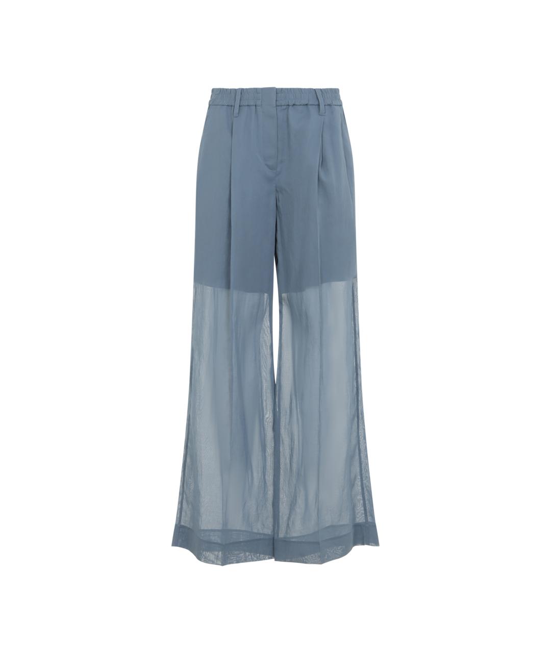 BRUNELLO CUCINELLI Голубые хлопковые брюки широкие, фото 1