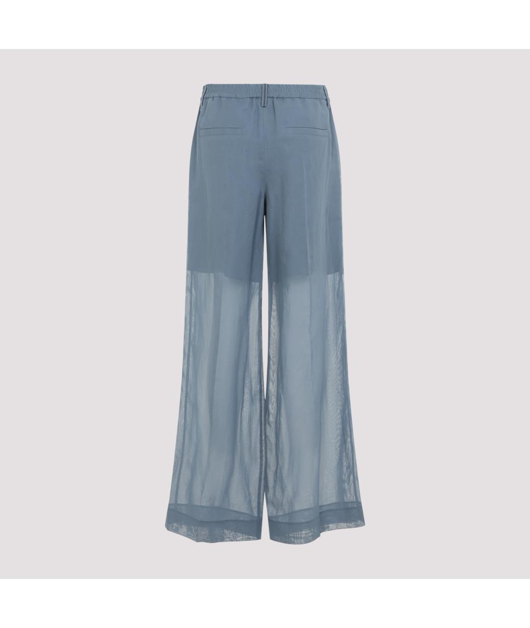 BRUNELLO CUCINELLI Голубые хлопковые брюки широкие, фото 3