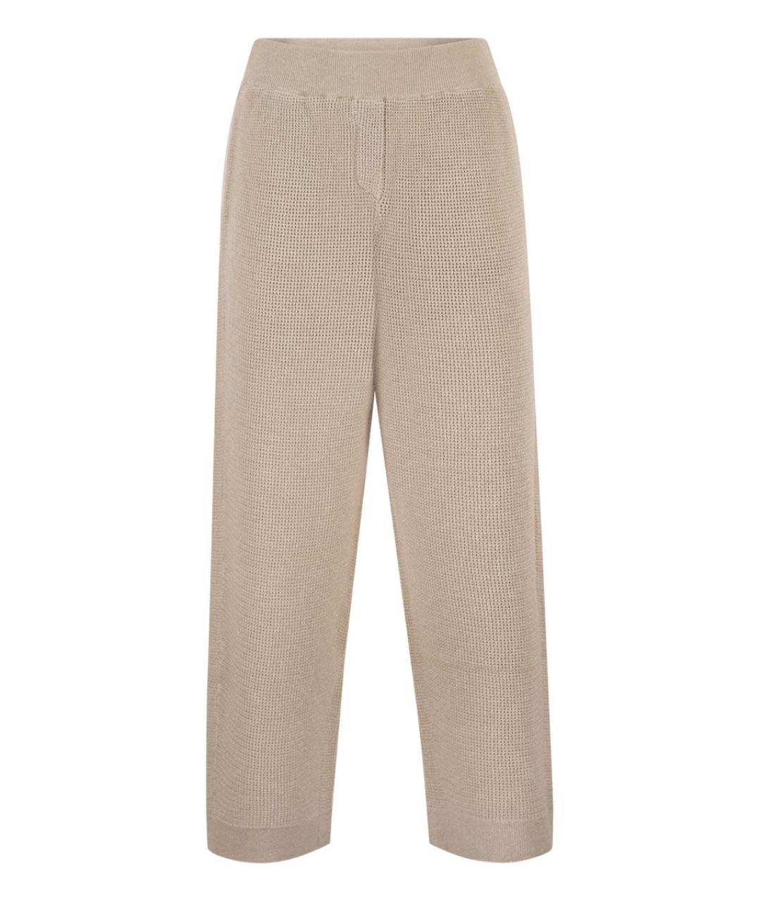 BRUNELLO CUCINELLI Бежевые хлопковые прямые брюки, фото 1