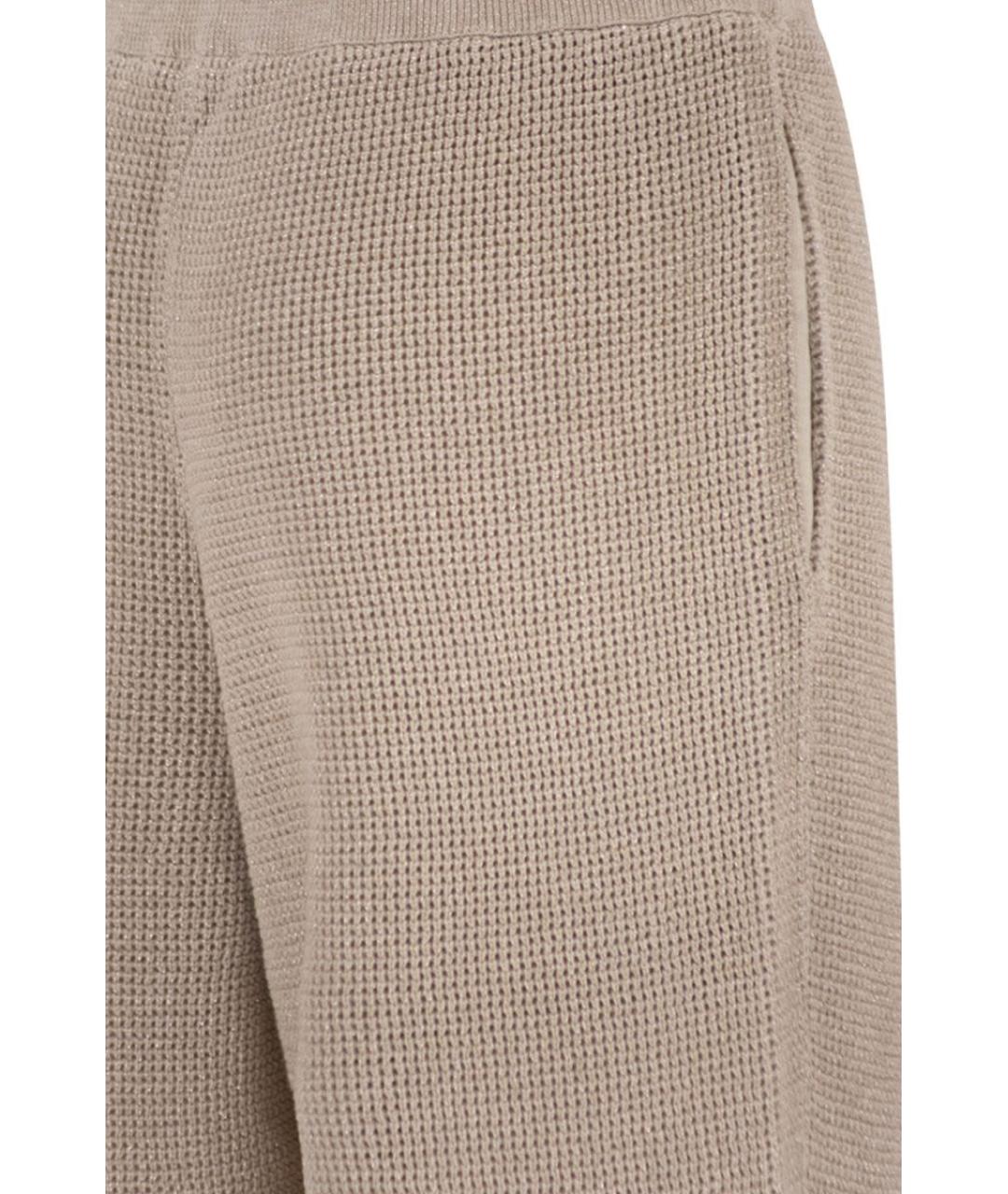 BRUNELLO CUCINELLI Бежевые хлопковые прямые брюки, фото 4