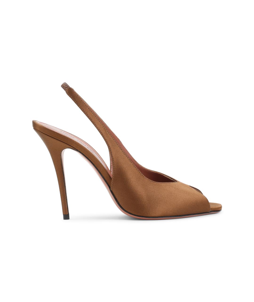 Amina Muaddi Коричневые текстильные босоножки, фото 1