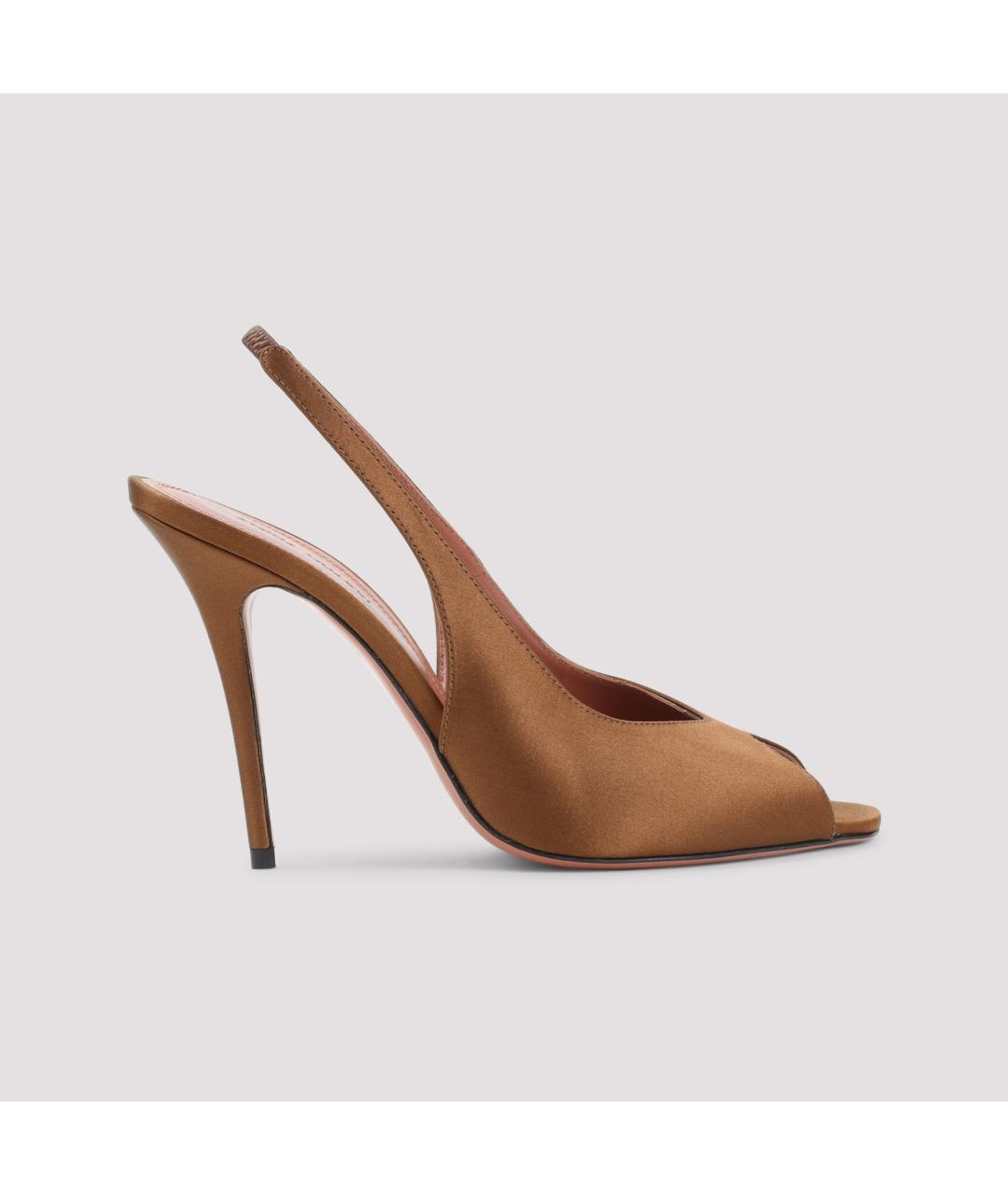 Amina Muaddi Коричневые текстильные босоножки, фото 2