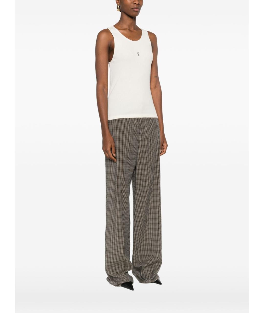 SAINT LAURENT Бежевая хлопковая майка, фото 2