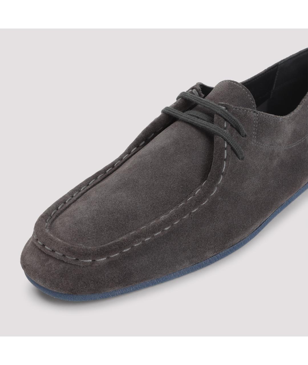 JIL SANDER Антрацитовые замшевые лоферы, фото 5