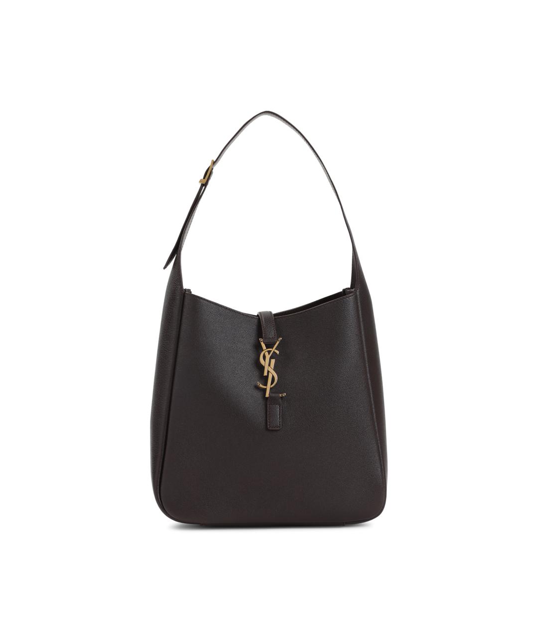 SAINT LAURENT Коричневая кожаная сумка с короткими ручками, фото 1