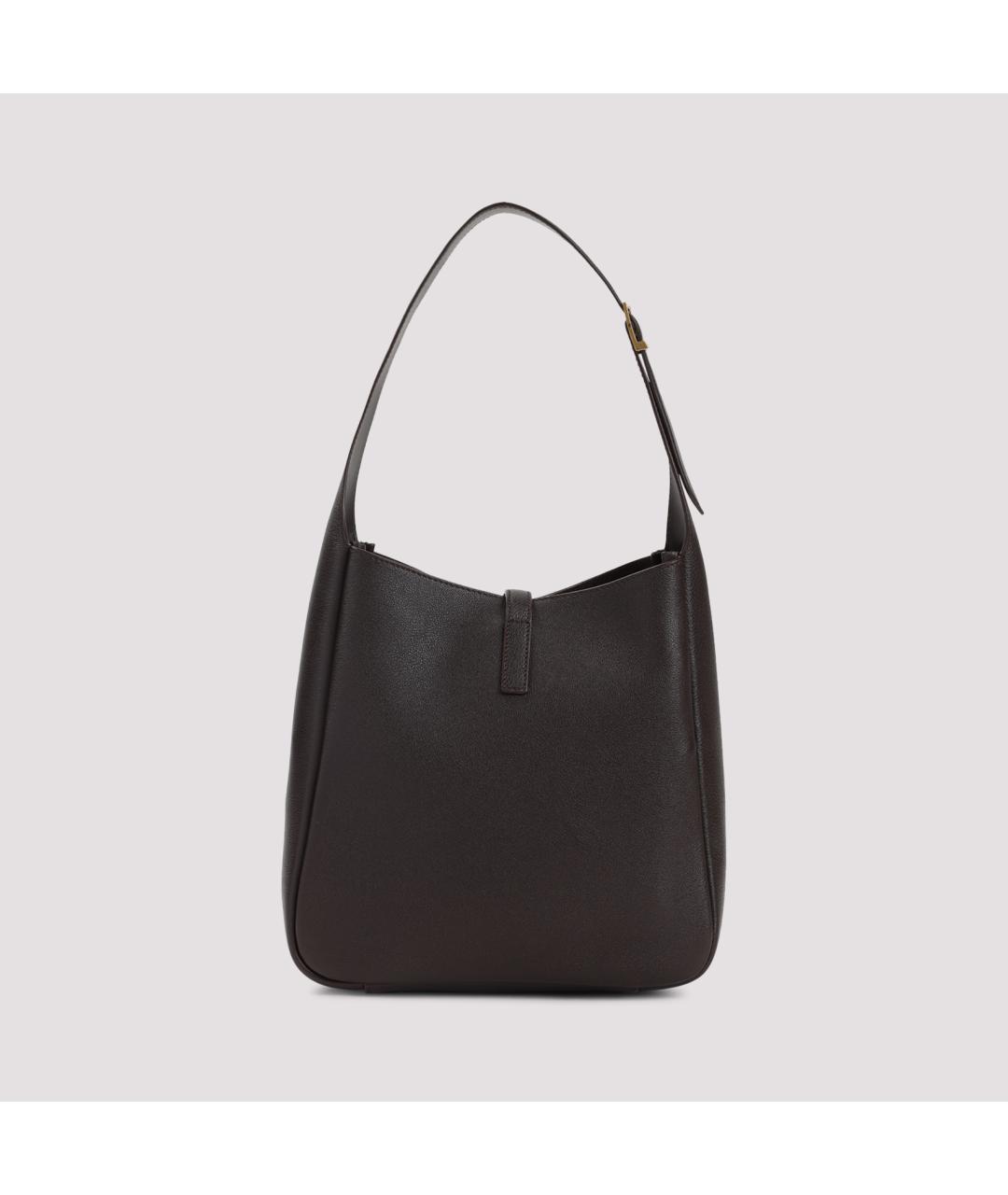 SAINT LAURENT Коричневая кожаная сумка с короткими ручками, фото 3