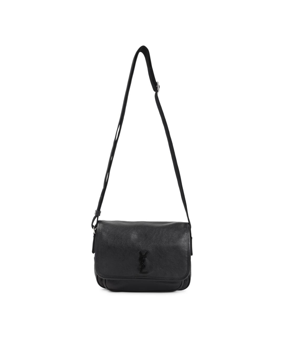 SAINT LAURENT Черная кожаная сумка на плечо, фото 1