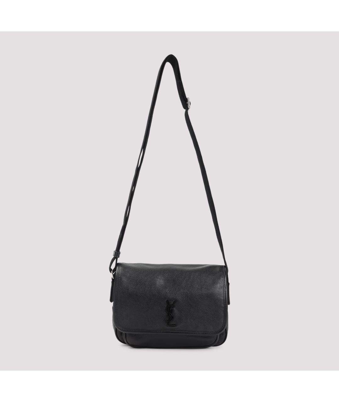 SAINT LAURENT Черная кожаная сумка на плечо, фото 2