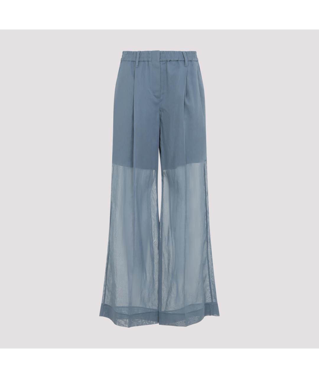 BRUNELLO CUCINELLI Голубые хлопковые брюки широкие, фото 2