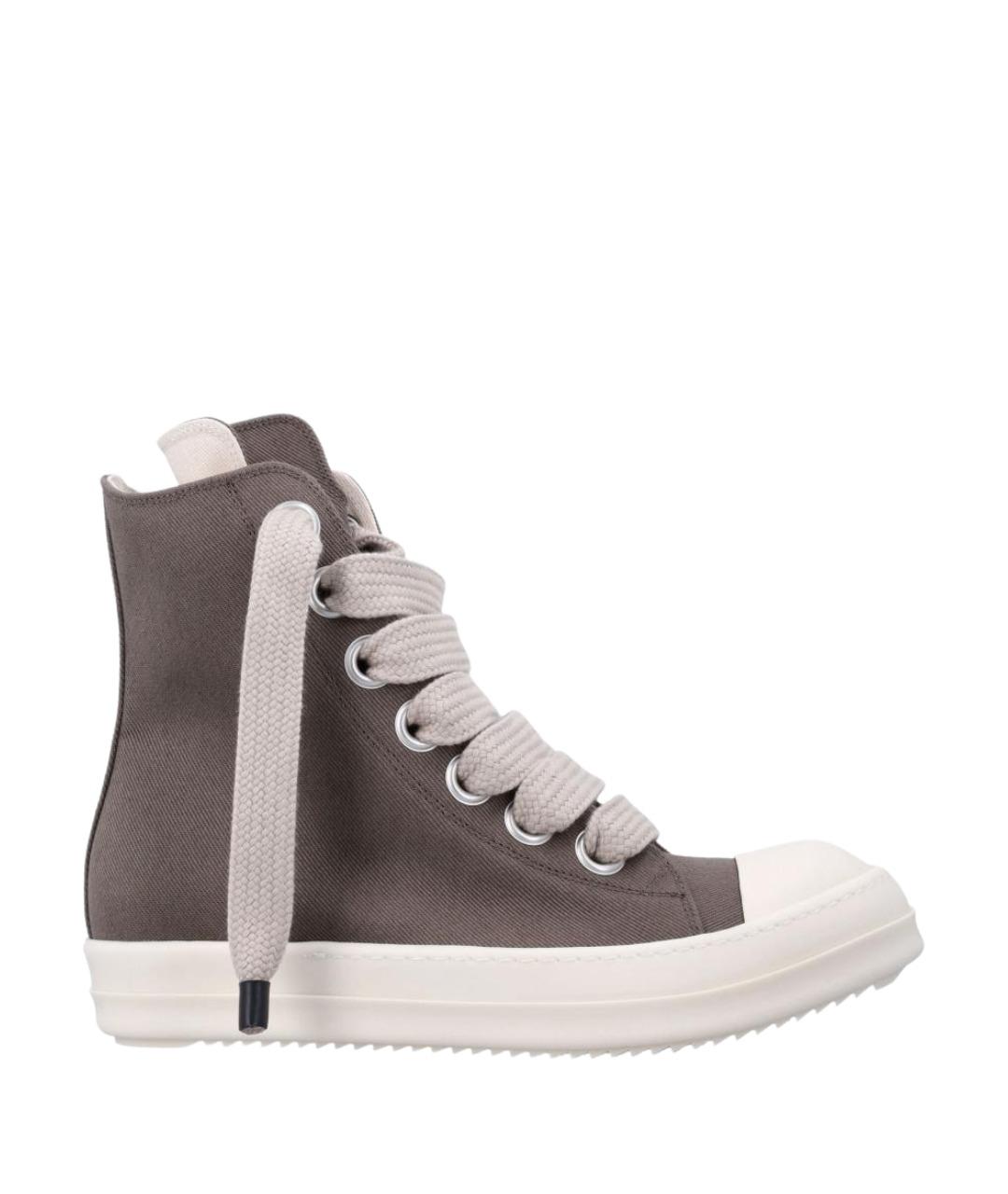 RICK OWENS Серые текстильные высокие кроссовки / кеды, фото 1