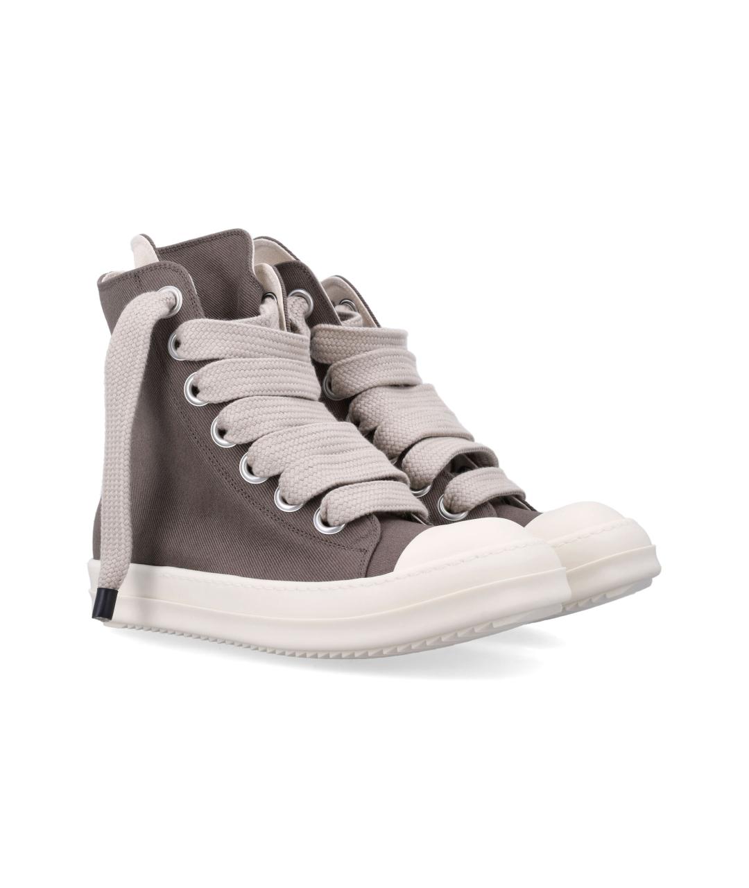RICK OWENS Серые текстильные высокие кроссовки / кеды, фото 3